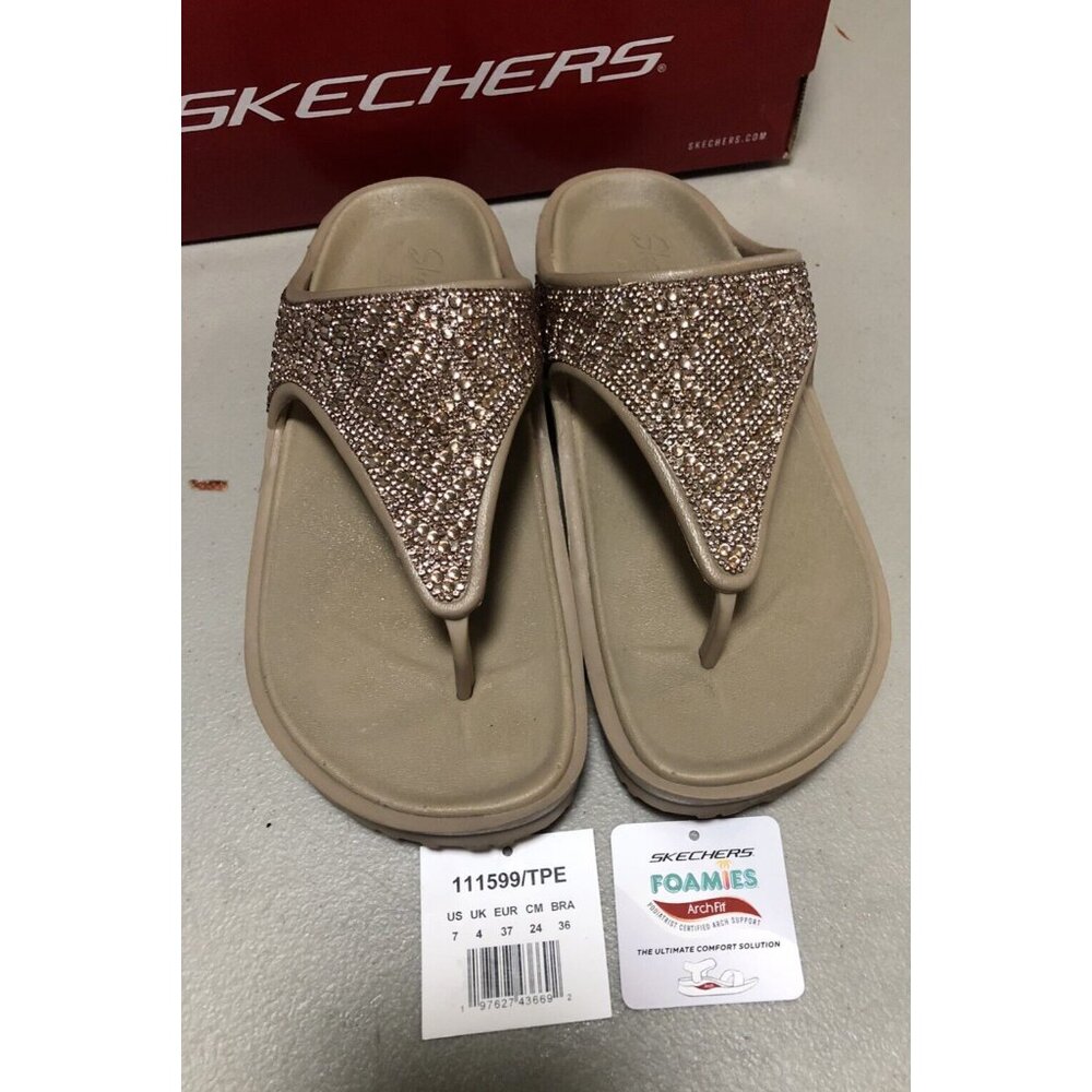 Womens Skechers Foamies Arch Fit "Shine On" Taupe size 7